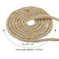 thumbnail image 2 of Uxcell 1/2 Inch 19.7 Feet Jute Rope Natural Manila Rope 4 Strand Twisted Thick Heavy Twine Rope, 2 of 5
