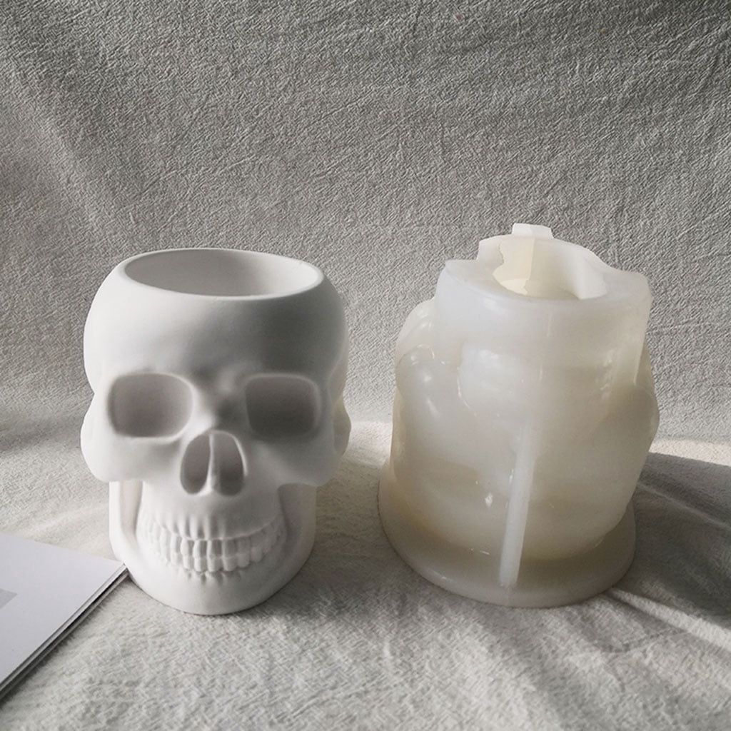 BQBQERT Crystal Epoxy Skull Flower Silicone Mold, Concrete Cement Resin Vase for for Resin