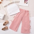 thumbnail image 5 of kpoplk Girls Outfit Sets Baby Clothes Toddler Summer Outfits Sleeveless Ruffle Halt Er Tops Wide Leg Pants Kids Clothing Set Girls Holiday Dresses Sets Size 5-6 Years,Pink, 5 of 6