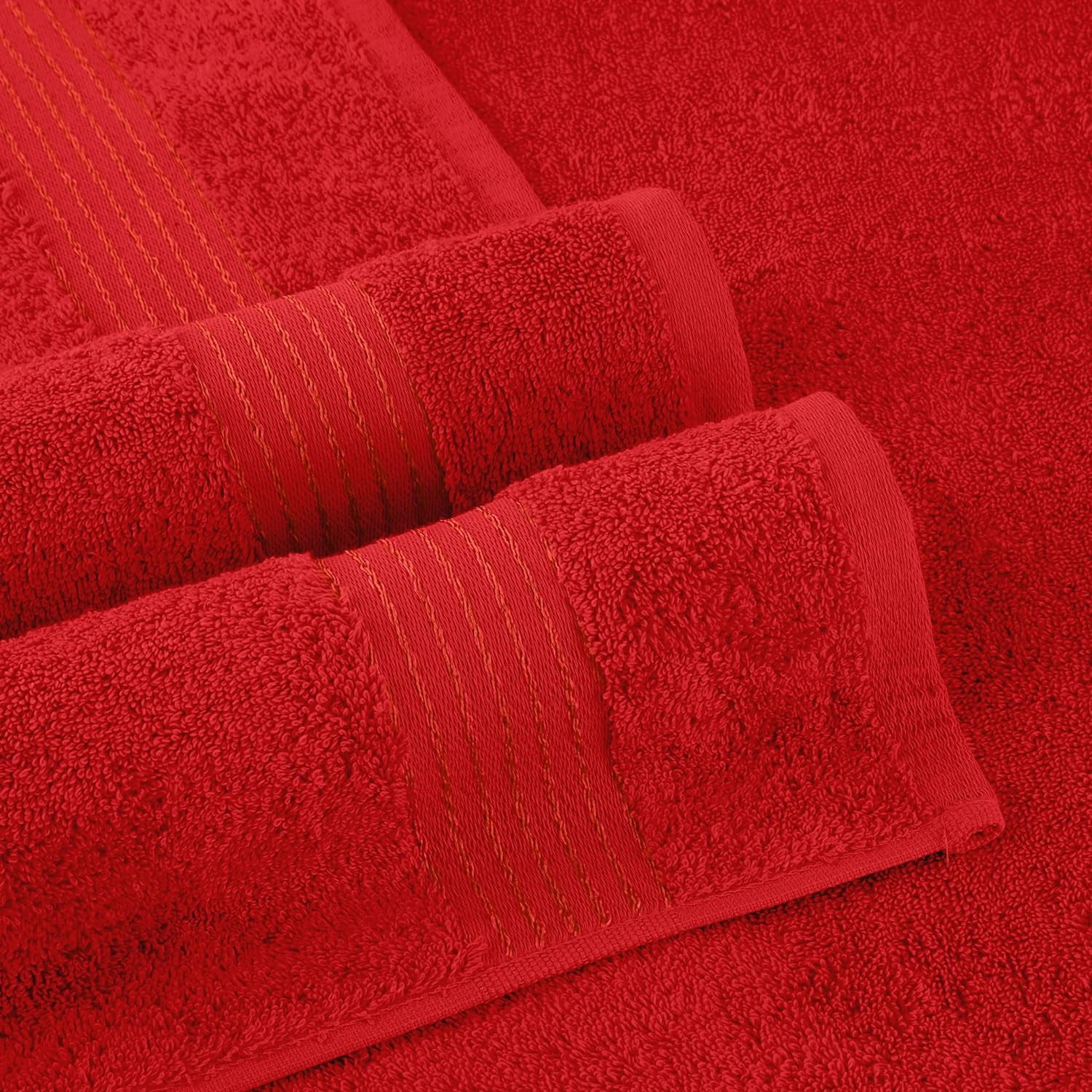 6 Piece Towel Set, 100% Turkish Cotton Soft Absorbent Towels for Bathroom, 2 Bath Towels 2 Hand Towels 2 Washcloths, Red