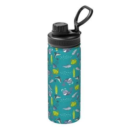 

Lukts Cute Shark Turtle Print 18oz Insulated Sports Kettle Outdoor Sport Gym Stainless Steel Water Bottles
