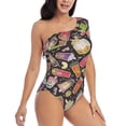 thumbnail image 3 of Balery Milk Tea One Shoulder Swimsuits for Women Ruffle Swimsuits Tummy Control One Shoulder Bathing Suits-Small, 3 of 8