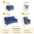 thumbnail image 7 of Ovios 6 Pieces Outdoor Patio Furniture Swivel Set Wicker Conversation Sectional with Rocking Chair, Ottomans, Side Table, 7 of 7