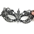 thumbnail image 4 of FELTECHELECTR Antifaz veneciano de encaje sexy para mujer con diamantes para fiesta de disfraces de cosplay (negro), 4 of 6
