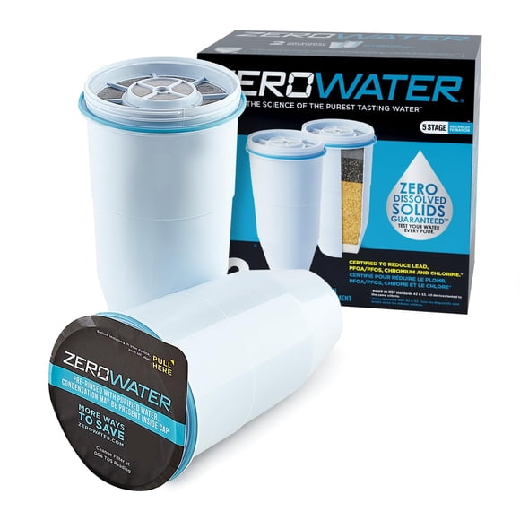 ZeroWater Official Replacement Filter - 5-Stage 0 TDS Filter Replacement - System IAPMO Certified to Reduce Lead, Chromi