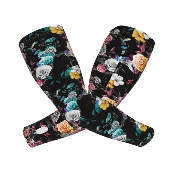 Picia Hibiscus Rose Arm Sleeves for Men and Women - Tattoo Cover Up UPF 50  Cooling Sports Sleeve for Basketball Golf Football-One Size