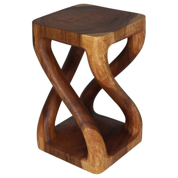 Haussmann® Wood Vine Twist Stool Accent Table 14 in x 23 in H Cherry Oil