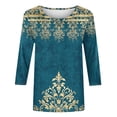 thumbnail image 5 of CYMMPU 3/4 Sleeve Round Neck Blouses for Women Dressy Casual Spring Tops Floral Pattern Loose Fit Fall Fashion Shirts Tunic Tops Lightweight Basic T-Shirts Multicolor XXL, 5 of 5