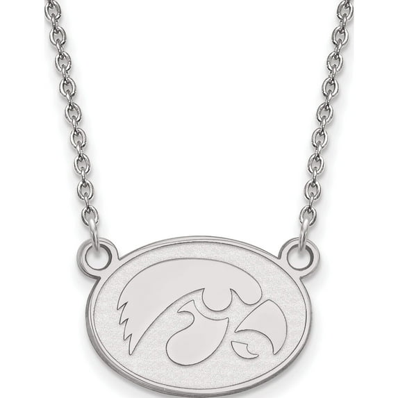 10K White Gold 10Kw Logoart University Of Iowa Small Pendant With Necklace (18 X 17) Made In United States 1w056uia-18