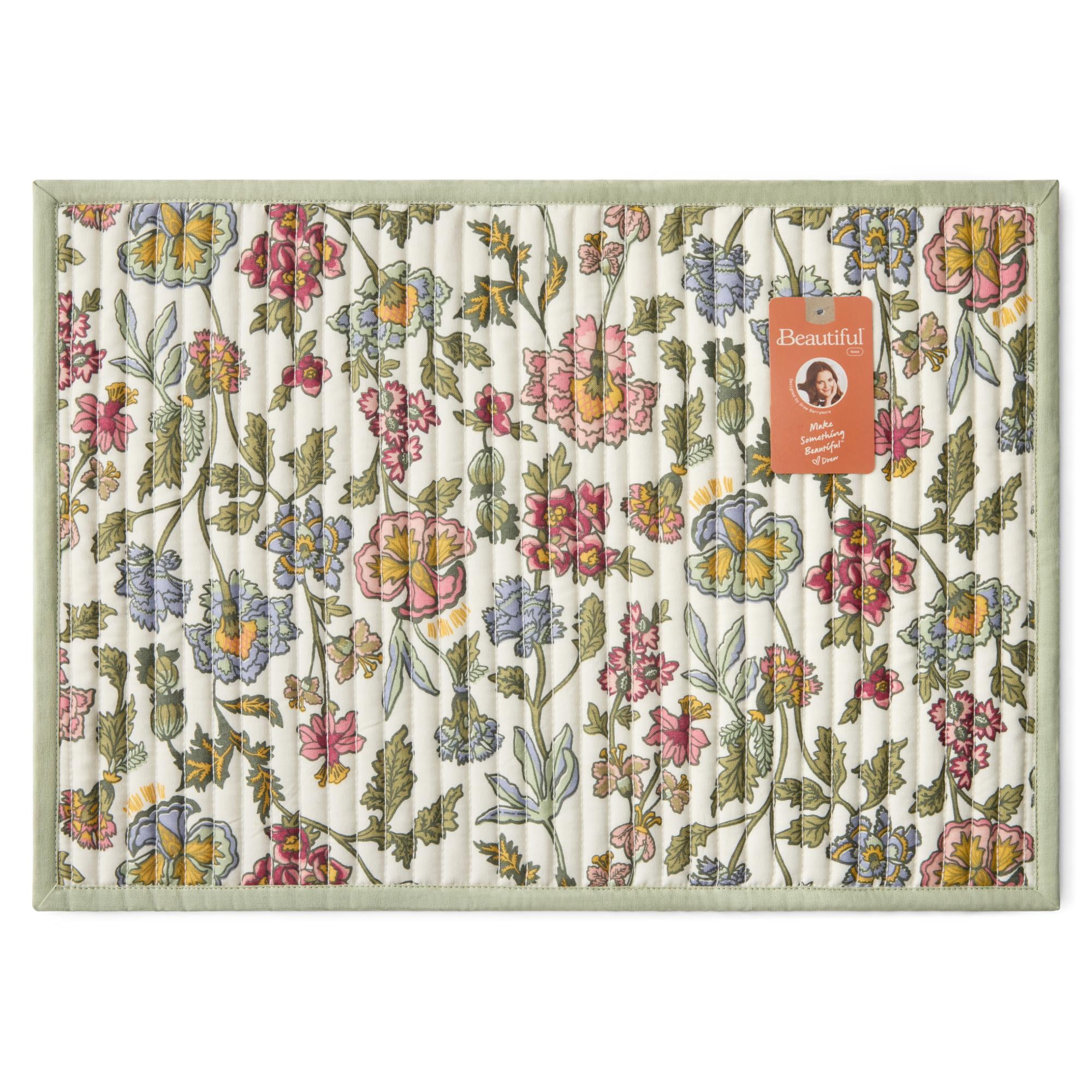 Beautiful Wildflower Quilted Print Fabric Placemat by Drew Barrymore, Multiple, 20"W x 14"
