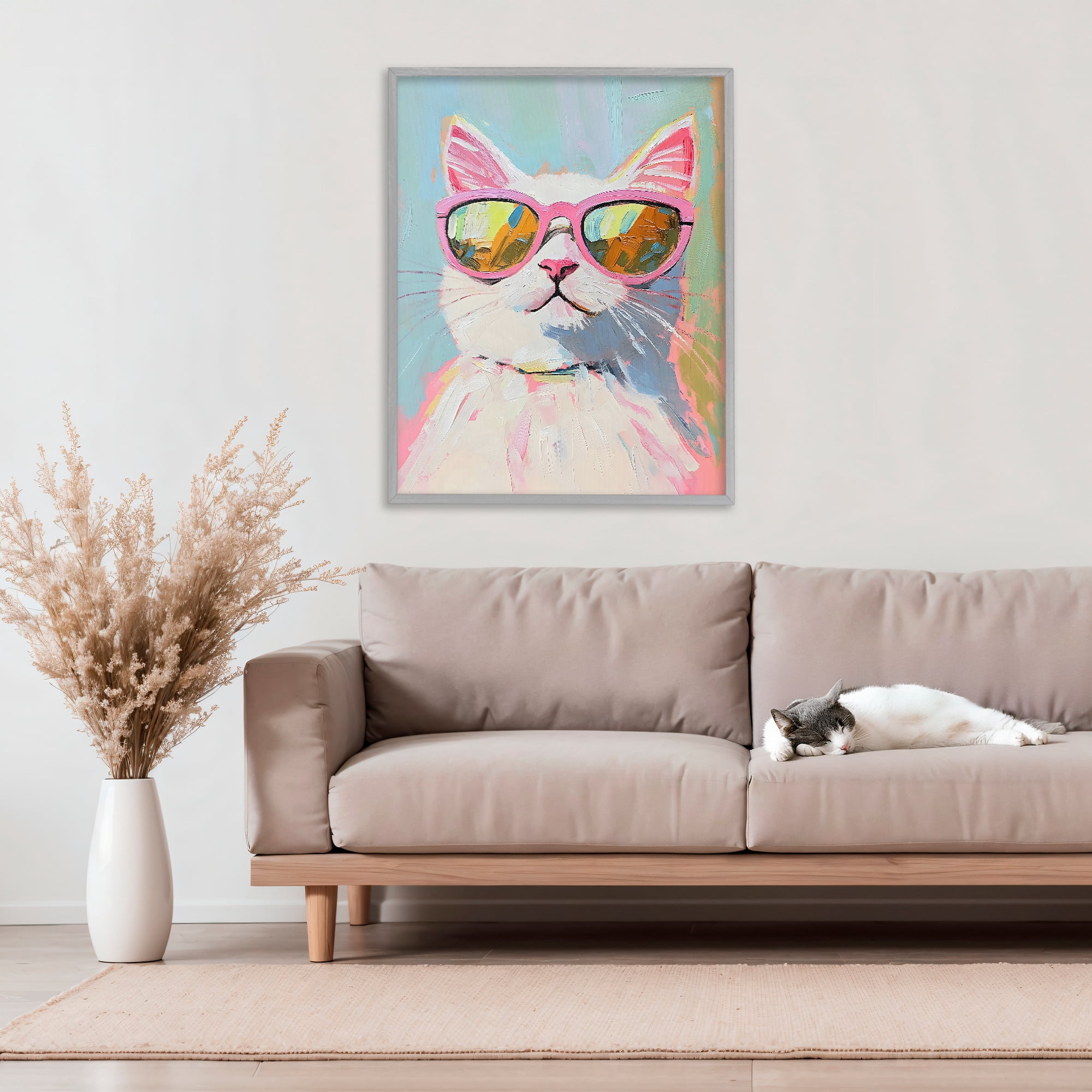 Stupell Industries Cool Cat in Sunglasses Gray Framed Giclee Art, design by The Prints Vibe