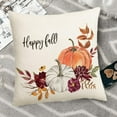 thumbnail image 3 of Happy Fall Pumpkin Throw Pillow Covers 18x18 Set of 2 Outdoor Autumn Orange White Pumpkins Floral Pillows Cover Thanksgiving Farmhouse Linen Decorative Cushion Case for Couch Bed Decor, 3 of 6