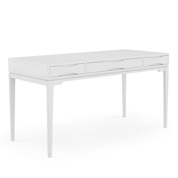 Simpli Home Harper SOLID HARDWOOD Mid Century Modern 60 inch Wide Desk in White