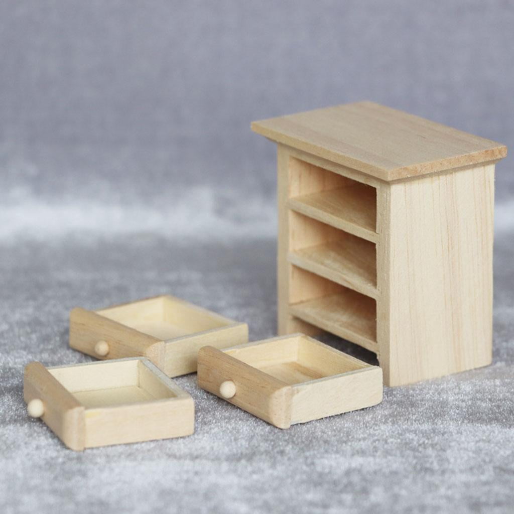 Table De Chevet Miniature Réaliste échelle 1/12 - Style Campagne Française Avec Tiroir Fonctionnel