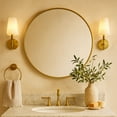 thumbnail image 3 of TEHOME Round Gold 30 inch, Brushed Brass Gold Wall Mirror for Bathroom Vanity,Bedroom & Entryway, 3 of 14