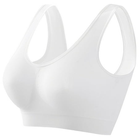 Cyinyin Plus Size Bras for Women Lingerie Sports Bras for Women  Tank Top Sexy Workout Yoga Bra Spoon Collar Plus Size Bras Running Girl Sports Bra White