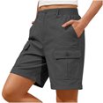 thumbnail image 4 of Vivianyn HD Women's Cargo Shorts, High Waist Button Closure Multi Pocket Casual Utility Bottoms,Gray,Size S-XXL, 4 of 6