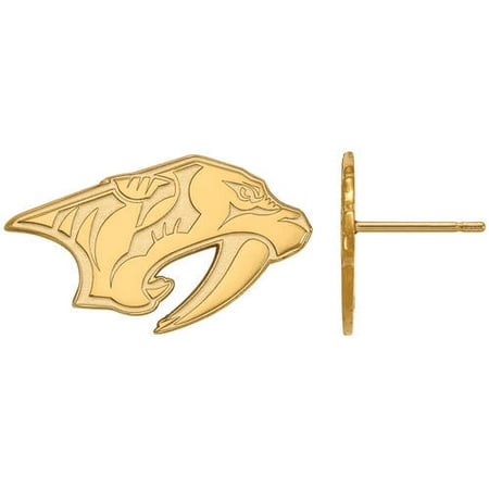 LogoArt NHL Nashville Predators 14 Karat Gold Plated Sterling Silver Small Post Earrings