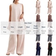 thumbnail image 3 of Naotn Pajama Sets for Women Summer 2 Piece Pjs Set Crewneck Rufle Hem Tunic Tank Top & Pant Comfy Solid Color Lounge Outfits, 3 of 6