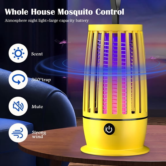HIBIBUD Portable Rechargeable Bug Zapper,USB Wired Plug Indoor Light,with Hanging Ring Portable USB Eliminating Lamp,Suitable for Bedroom Camping,Outdoor Indoor Electric Mosquito Zapper 7.5*17.6"