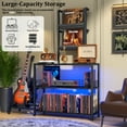 thumbnail image 5 of Display Shelf Bookshelf with RGB Lighting, Wooden Curio Cabinet Floor Lamp with Shelves, Vinyl Holder and Adjustable Stand, Record Player Stand Bookcase for Living Room Bedroom Décor (Black), 5 of 8