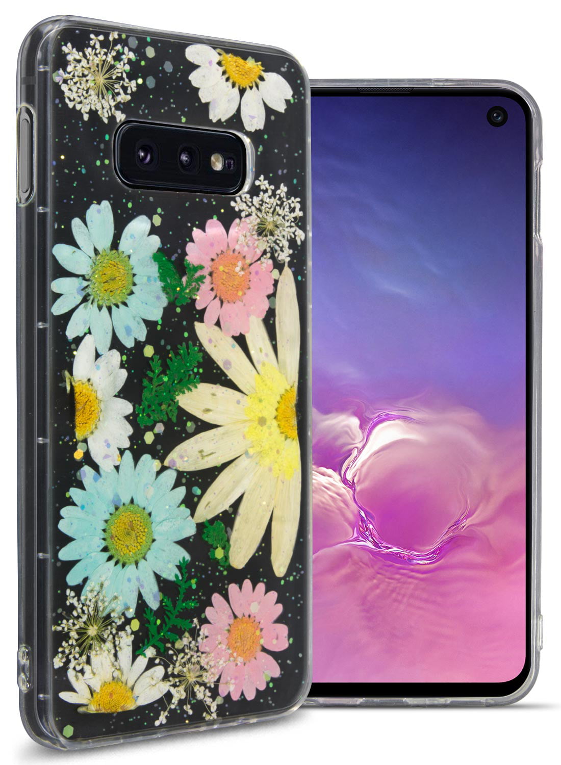 CoverON Samsung Galaxy S10E Case with Real Flowers Slim Fit TPU Phone