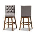thumbnail image 2 of Transitional Grey Fabric Upholstered and Walnut Brown Finished Wood 2-Piece Swivel Bar Stool Set, 2 of 6