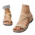 thumbnail image 3 of Bibifish Womens Wedge Sandals Summer Open Toe Relaxed Cozy Multi Strap Dual Durable Hook Loop Soft Padded Footbed Daily Walking Sandals, 3 of 9