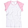 thumbnail image 1 of B&C Camiseta de manga corta en canalé fino con mangas de diferente color chica/mujer (Blanco/Rosa), 1 of 1