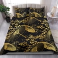 thumbnail image 3 of Juego de cama abanico dorado con motivos japoneses-Negro, 3 of 4