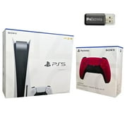 Sony Playstation 5 Disc Version with Cosmic Red Extra DualSense Wireless Controller and Micro SD Card USB Adapter Bundle