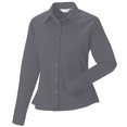 thumbnail image 1 of Russell Collection- Camisa de sarga de manga larga clásica para mujer (Zinc), 1 of 6