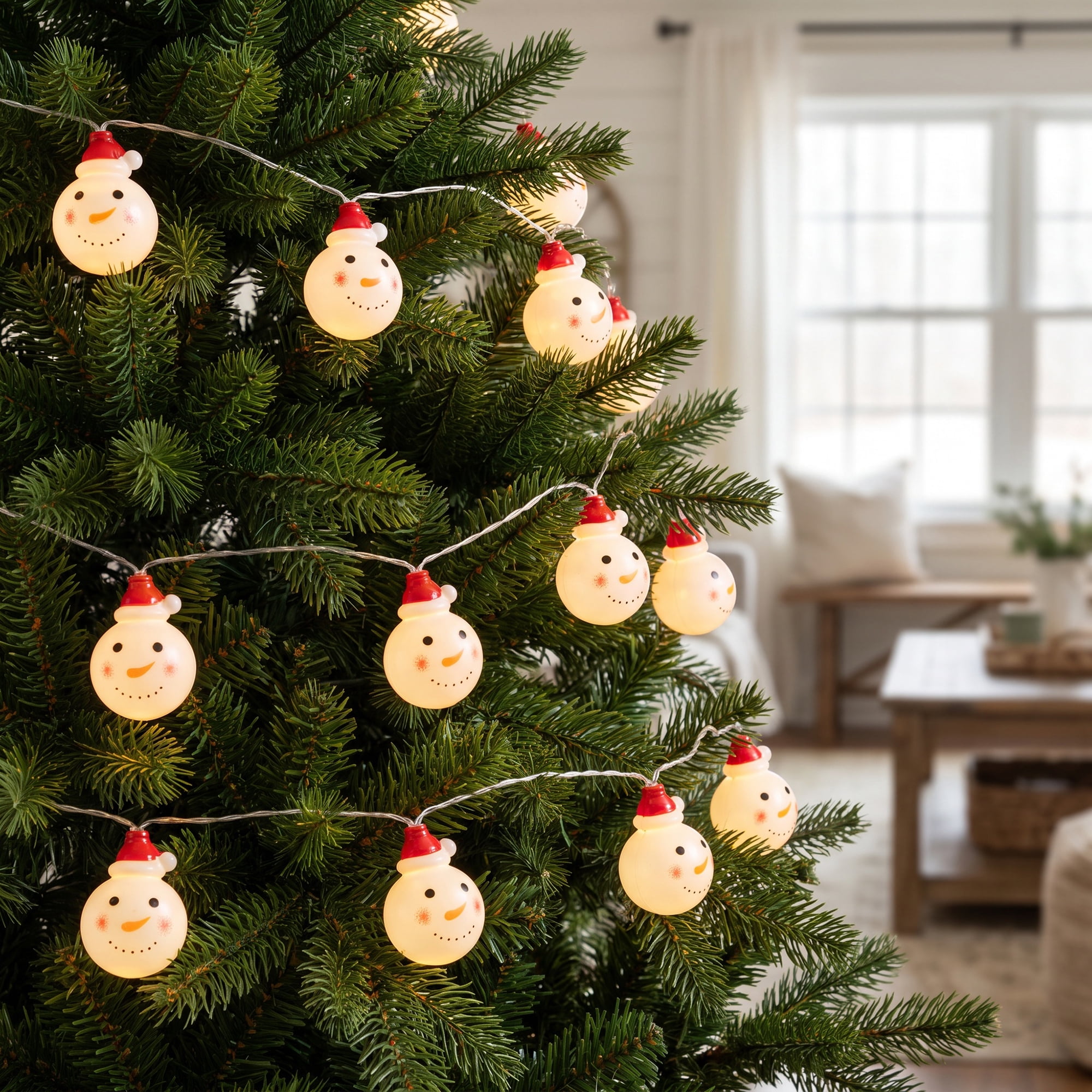 Unique Bargains Fairy Garlands Yuletide Noel Decor Lamps 9.8 ft Snowman Battery Operated