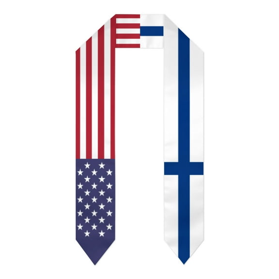 Finland & USA United States Flag Shawl Sash Stole Graduation Shawls Wraps Scraf For International Study