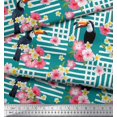 thumbnail image 2 of Soimoi Green Polyester Crepe Fabric Floral & Toucan Bird Print Sewing Fabric BTY 52 Inch Wide, 2 of 3