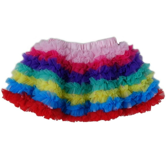 Wenchoice Rainbow Ruffle Tutu Skirt Girls L(5Y-6Y)