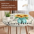 thumbnail image 3 of Round Tablecloth You Are My Sunshine Elastic Edge Fitted Vintage Sunflower Motivational&nbsp;Quotes Plastic Table Cover,Waterproof Oil Proof for Dinner,Outdoor, Picnic, 36" - 44"&nbsp; DIA Tables, 3 of 6