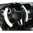 thumbnail image 5 of Soft Elastic Steering Wheel Cover for Women, Rhinestone Bling Leather Protector, Non-Slip Fashion Car Accessories, Universal Fit for Most Vehicles, Black White, 5 of 18