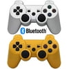 2 Piece Pack Wireless Gold Plus Silver Bluetooth Double Shock Game Controllers for PS3 Playstation 3 ( 2.PACK )