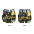 thumbnail image 3 of Gukieu Cozy Cottage Lakeside Sunset Print Women's Sports Shorts with Drawstring Elastic Waistband for Running, Yoga, Fitness-Small, 3 of 7