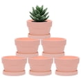 thumbnail image 1 of Uxcell 6-Pack Macetas de Terracota Poco Profundas, Macetas Pequeñas de Cerámica de 4.3" con Plato y Agujeros de Drenaje [Rosa], 1 of 7