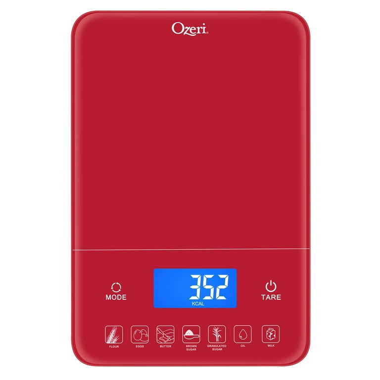 Ozeri Touch III 22 lbs (10 kg) Baker's Kitchen Scale with Calorie Counter,  in Tempered Glass
