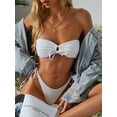 thumbnail image 2 of ZAFUL Women O Ring Bandeau Bikini Set, Strapless Swimsuit Tie Bikini High Cut 2 Pieces Bathing Suit White L, 2 of 5
