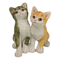 Realistic Animal Pets Sitting 2 Orange And Gray Tabby Cats Collectible Figurine