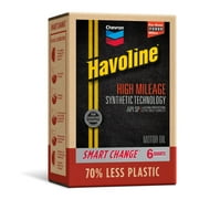 Chevron Havoline High Mileage Synthetic Technology Motor Oil 5W-30, 6 Quart Smart Change Box Case (2-Pack)