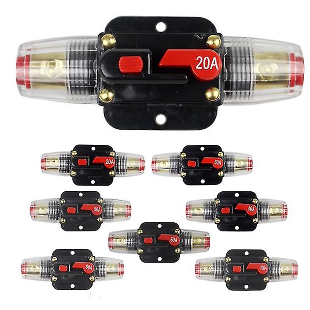 Fusible de restablecimiento automático del disyuntor Inversor Portafusibles Bloque de fusibles en línea 20-100 Amp - 60A Kuyhfg Sin marca