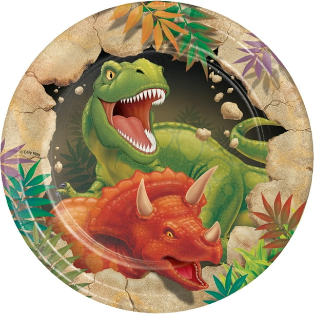 Dinosaur Round Paper Dessert Plates 24 Count for 24 Guests - Walmart.com - Walmart.com