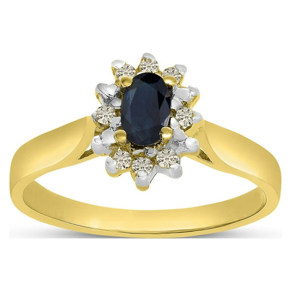 14k Yellow Gold Oval Sapphire And Diamond Ring