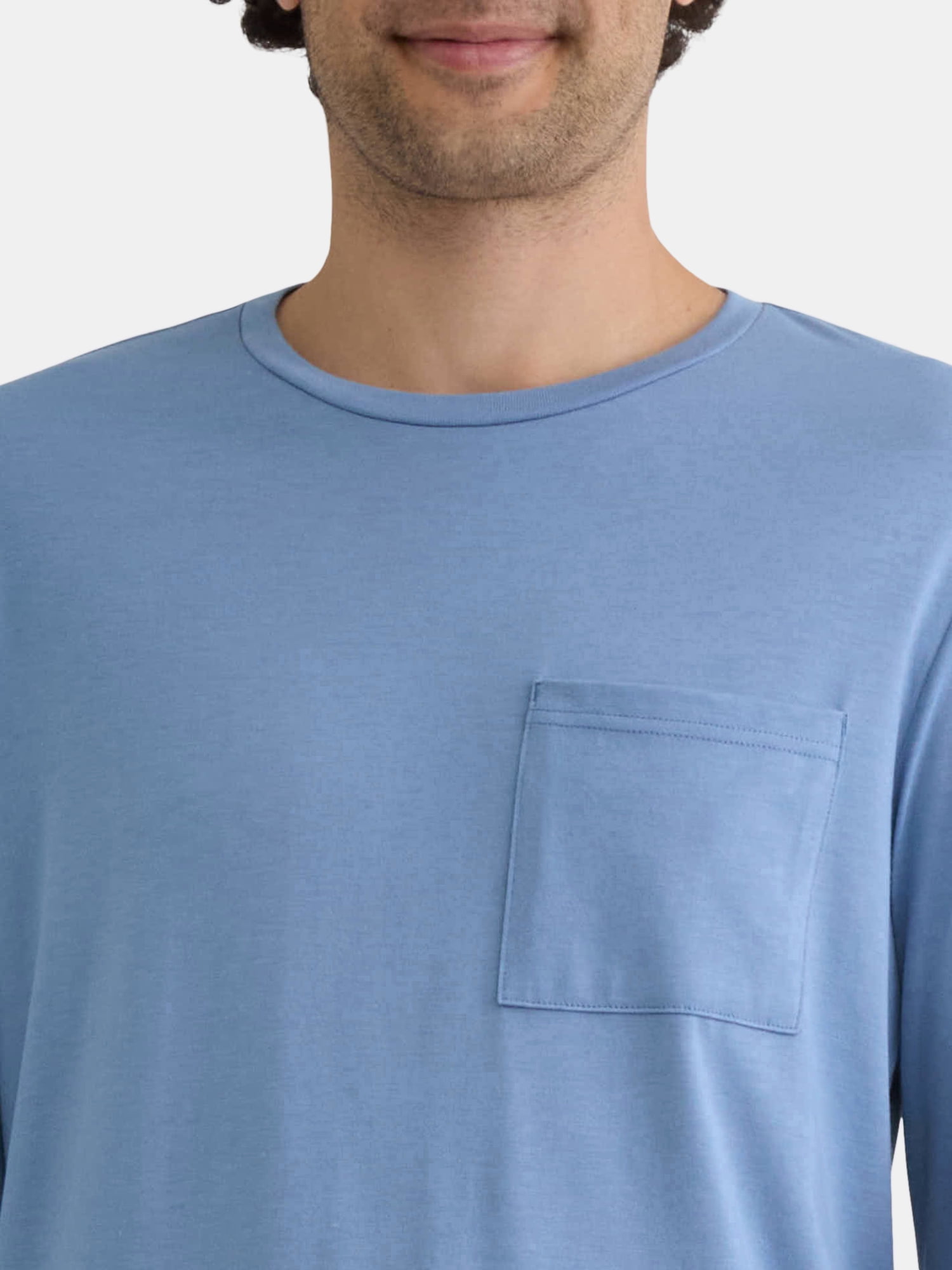 Athletic Works Men's and Big Men's Tri Blend Long Sleeve Pocket Tee, Sizes XS-5XL