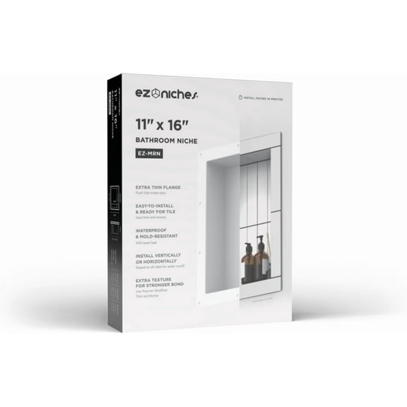 New Ready for Tile Recessed Bathroom Shower Shampoo Shelf Niche (11" X 16" Medium Rectangular)